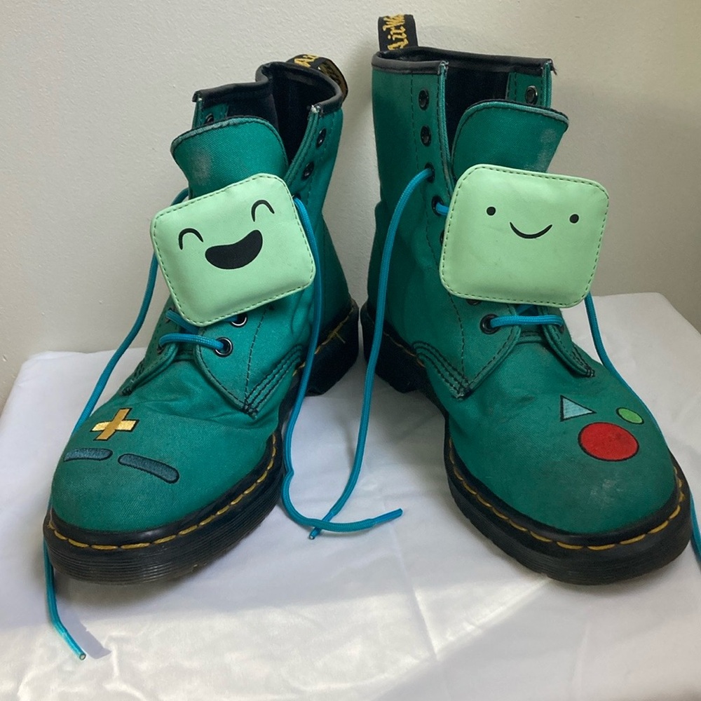 Dr Martens Adventure Time BMO boots. Size Women’s 9 or Men’s 8. Color is Blue